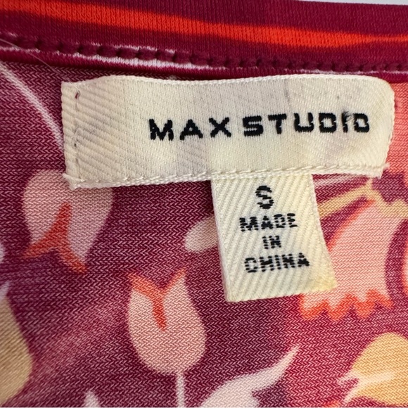Max Studio Red Pink Printed Stretch Shift Dress Sz small - Picture 6 of 7